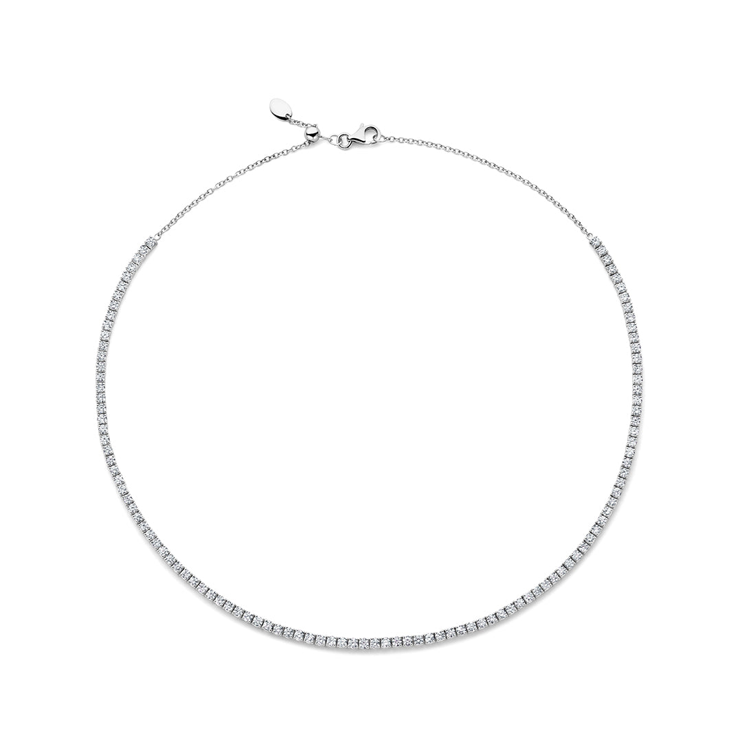 Choker tennis necklace set with 5,30 carat white diamonds