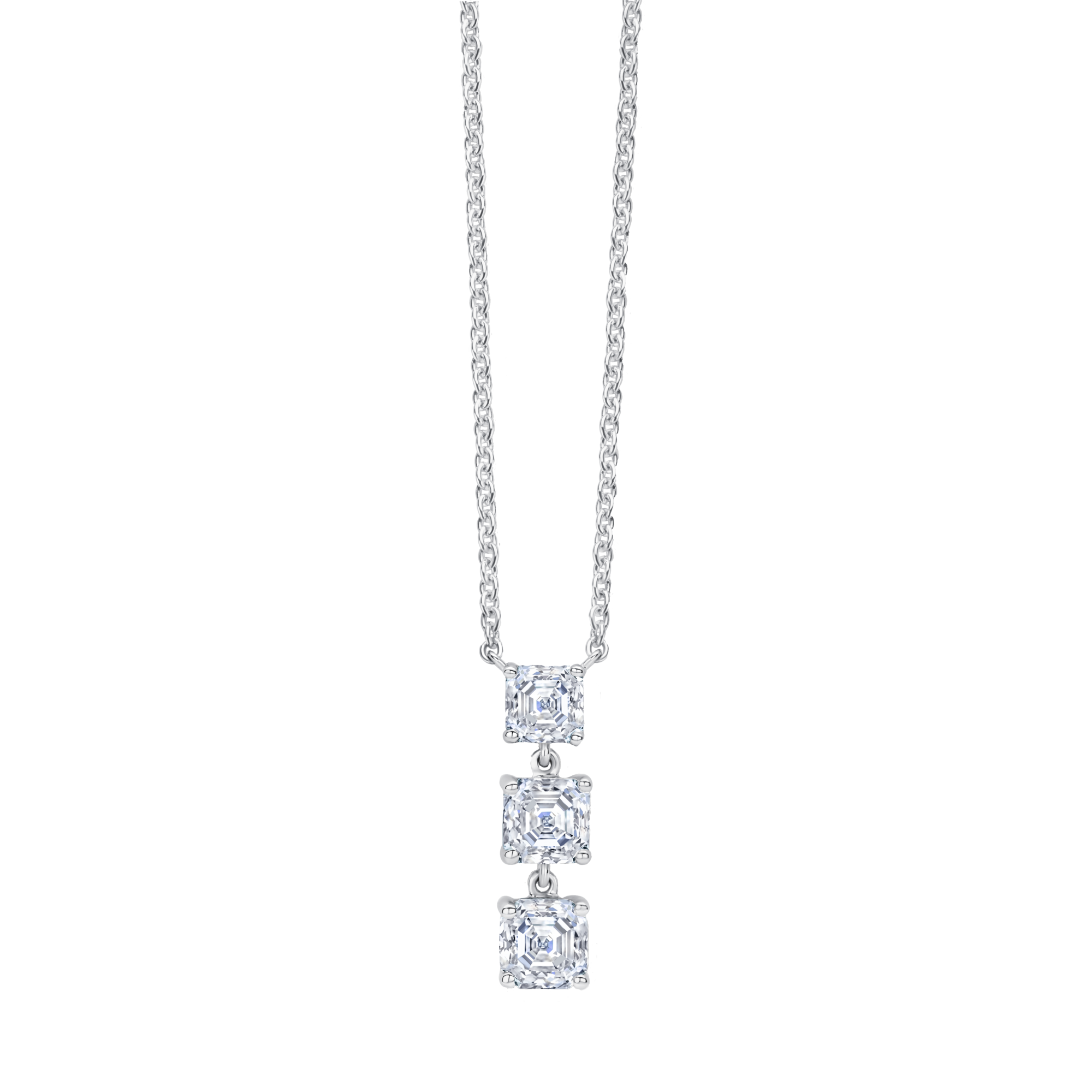 6×6mm Asscher Cut Moissanite 18K Rose Gold Diamond Pendant Necklace
