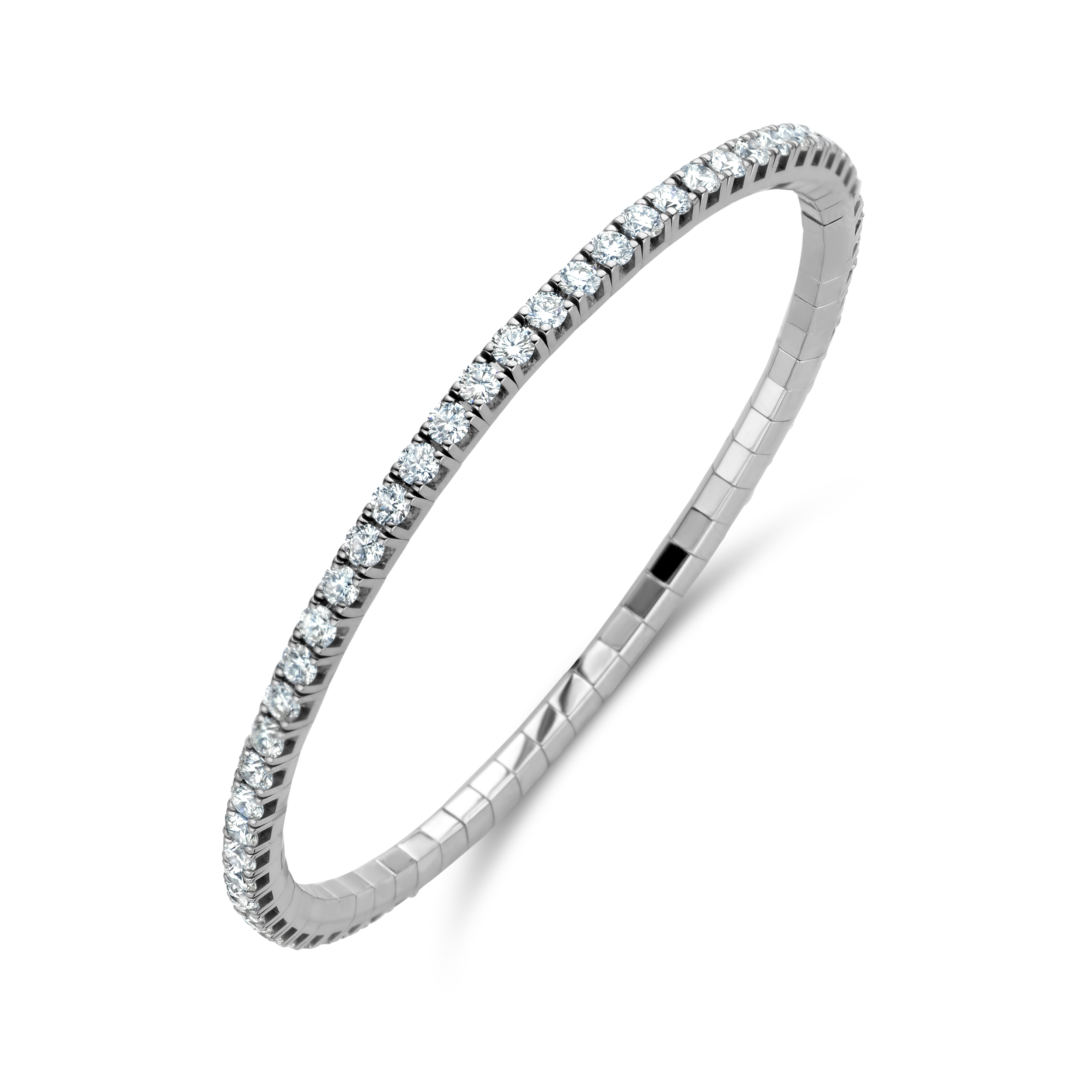 Elastic tennis bracelet fourth size white diamonds Royal Asscher